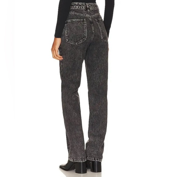 WeWoreWhat High Rise Relaxed Straight Leg Jean in Color Black Acid Wash Size 26 - Picture 4 of 4